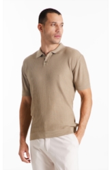 Polo Visco Mescla Polo Waffle Areia