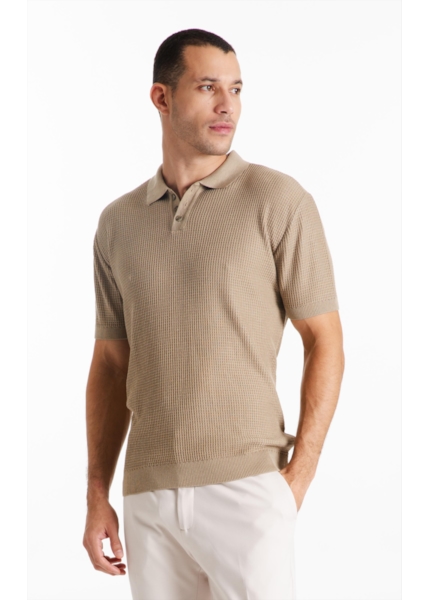 Polo Visco Mescla Polo Waffle Areia