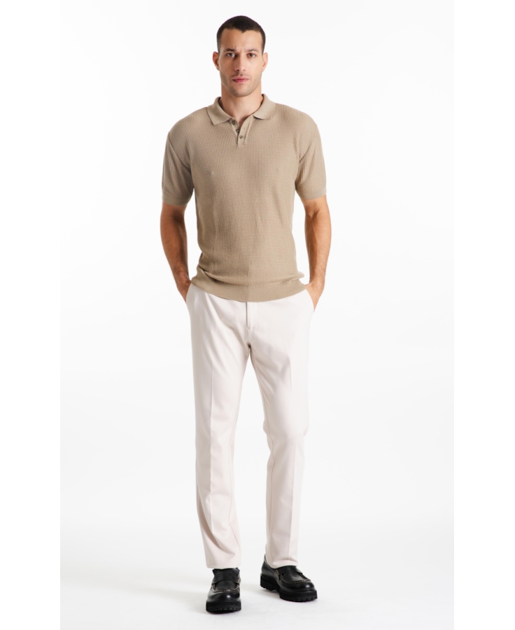 Polo Visco Mescla Polo Waffle Areia