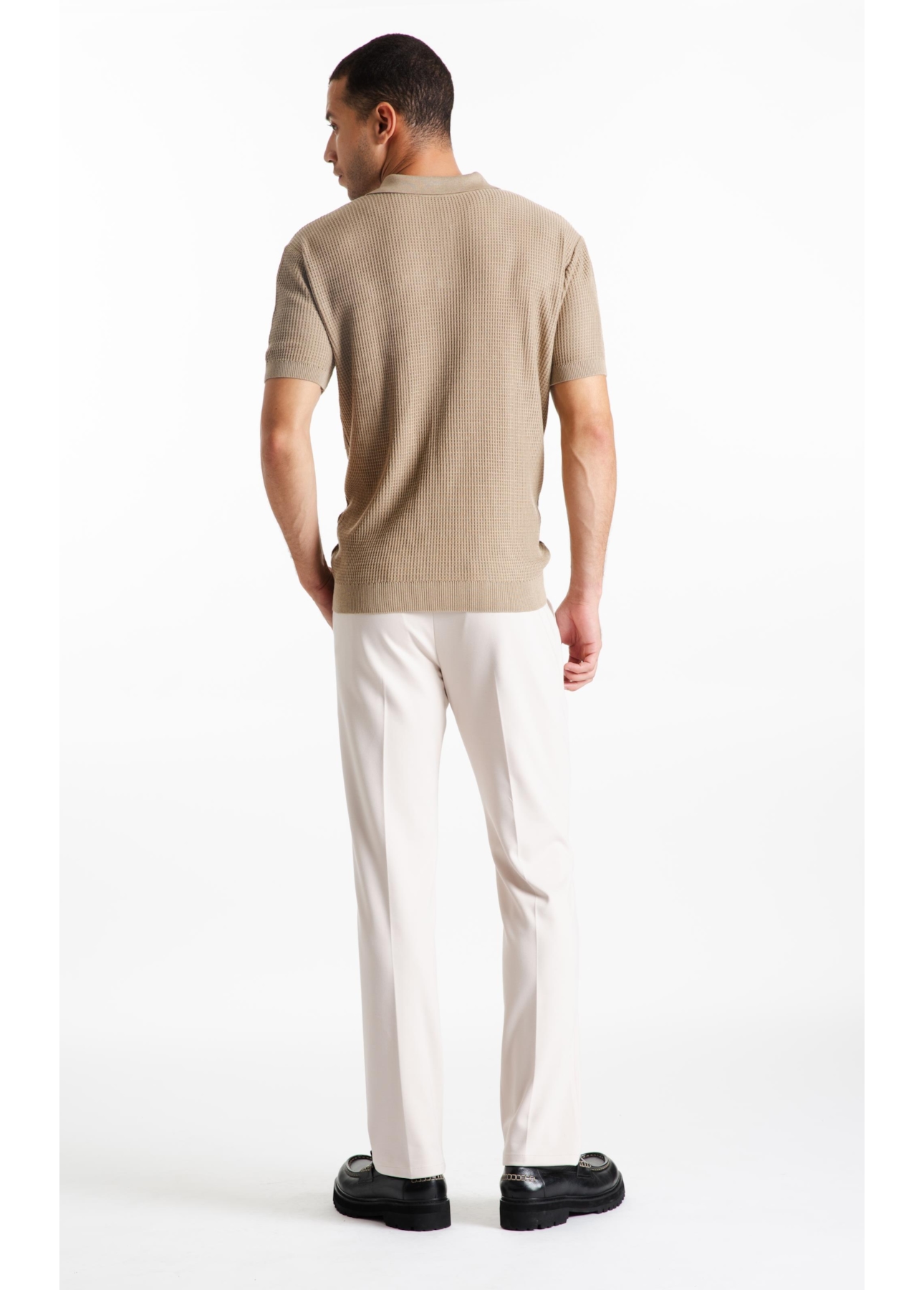 Polo Visco Mescla Polo Waffle Areia