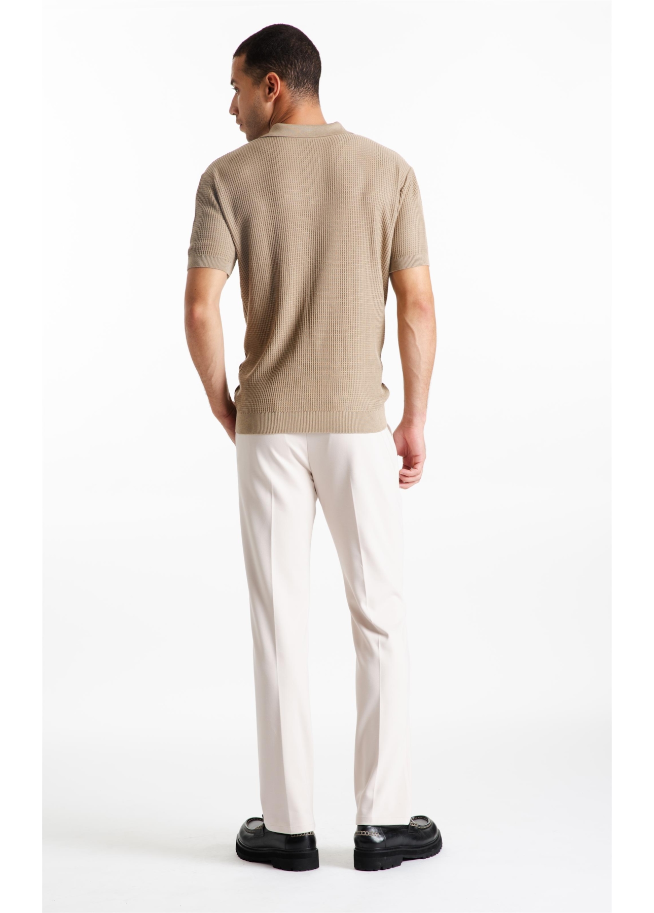 Polo Visco Mescla Polo Waffle Areia