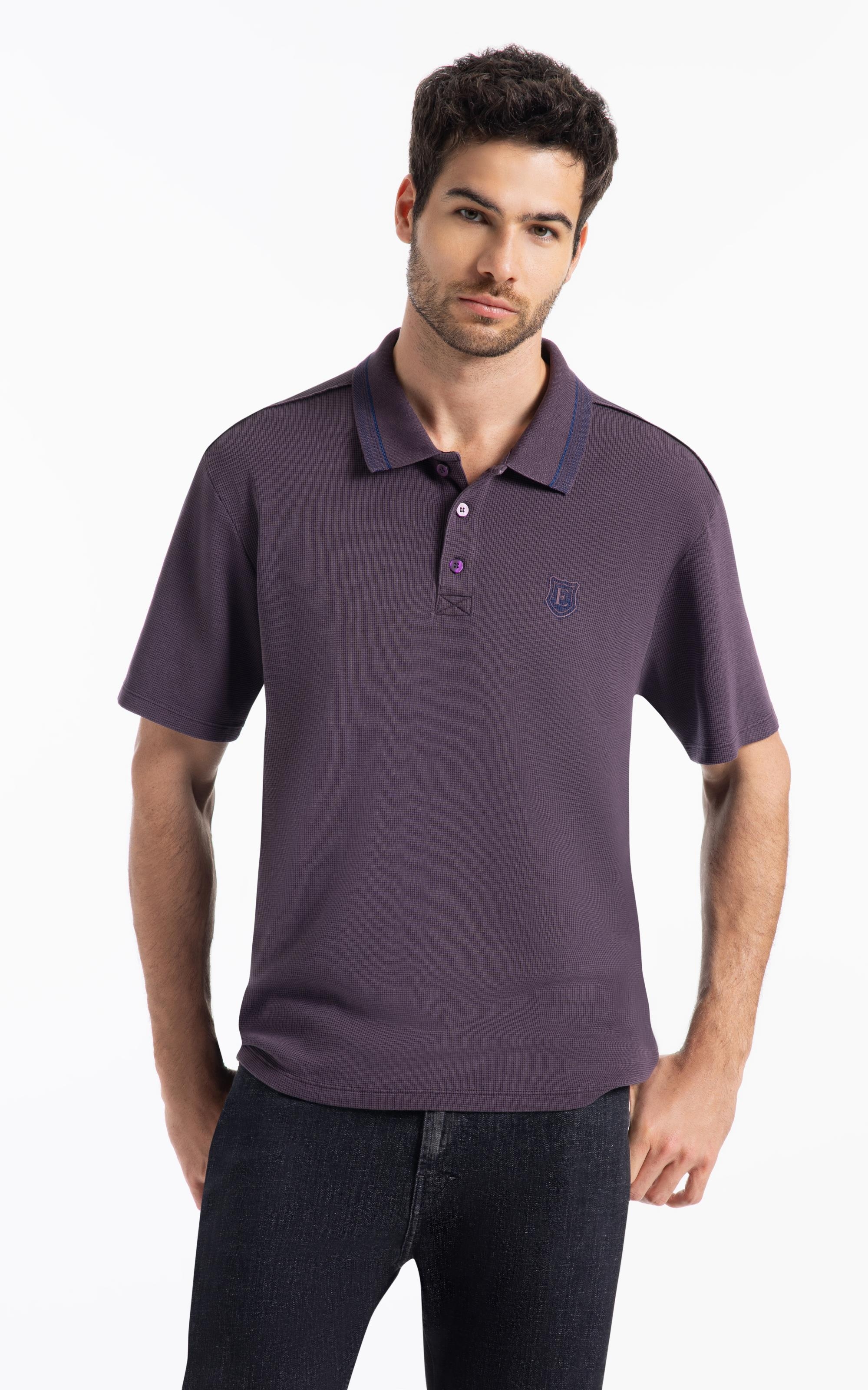 Polo Waffle College Shield Roxo