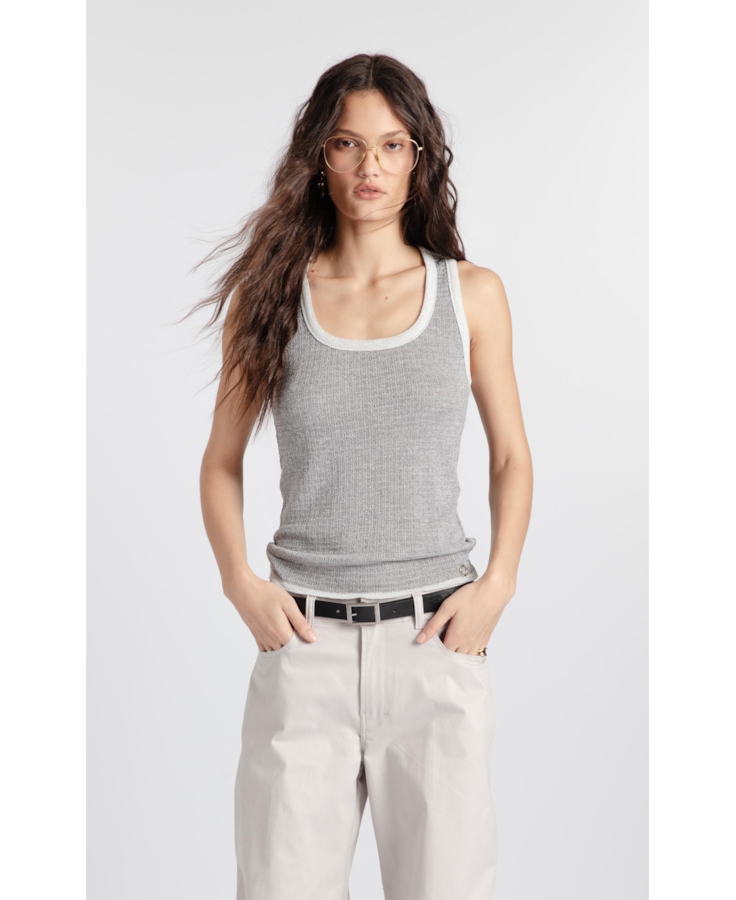 Polotricot Ribbed Knit Piping Prata