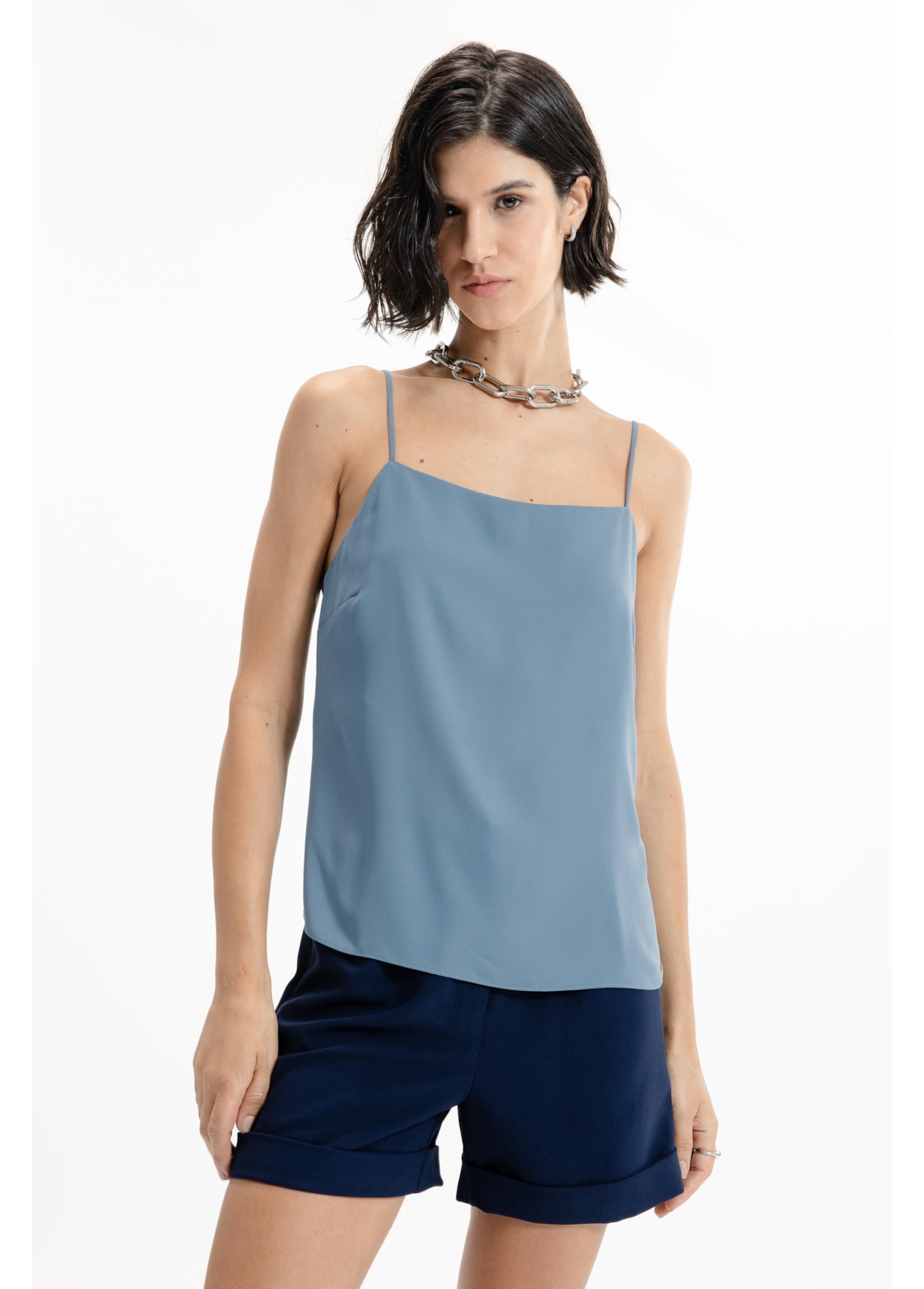 Regata Back Strappy Azul Seco