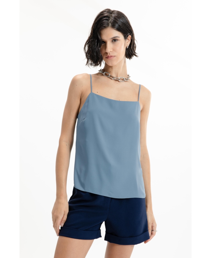 Regata Back Strappy Azul Seco