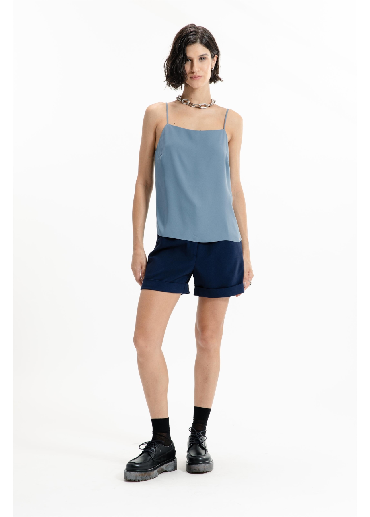 Regata Back Strappy Azul Seco