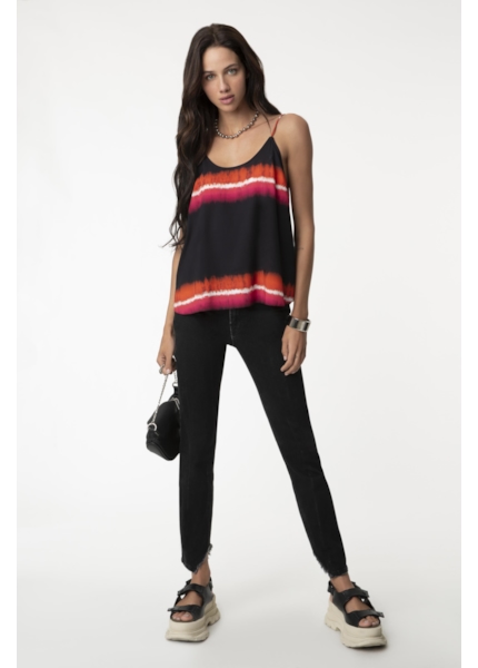 Regata Tie Dye Stripes Preto C/ Azul