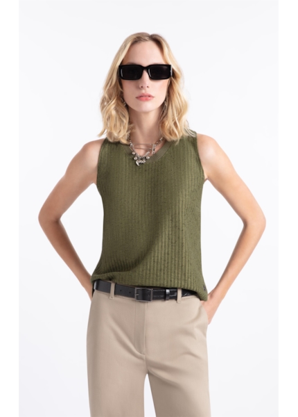 Regata Tricot Lino Verde Oliva