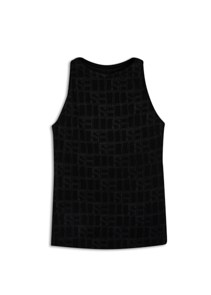 Rib Ellus Monogram All Over Sleeveless Preto