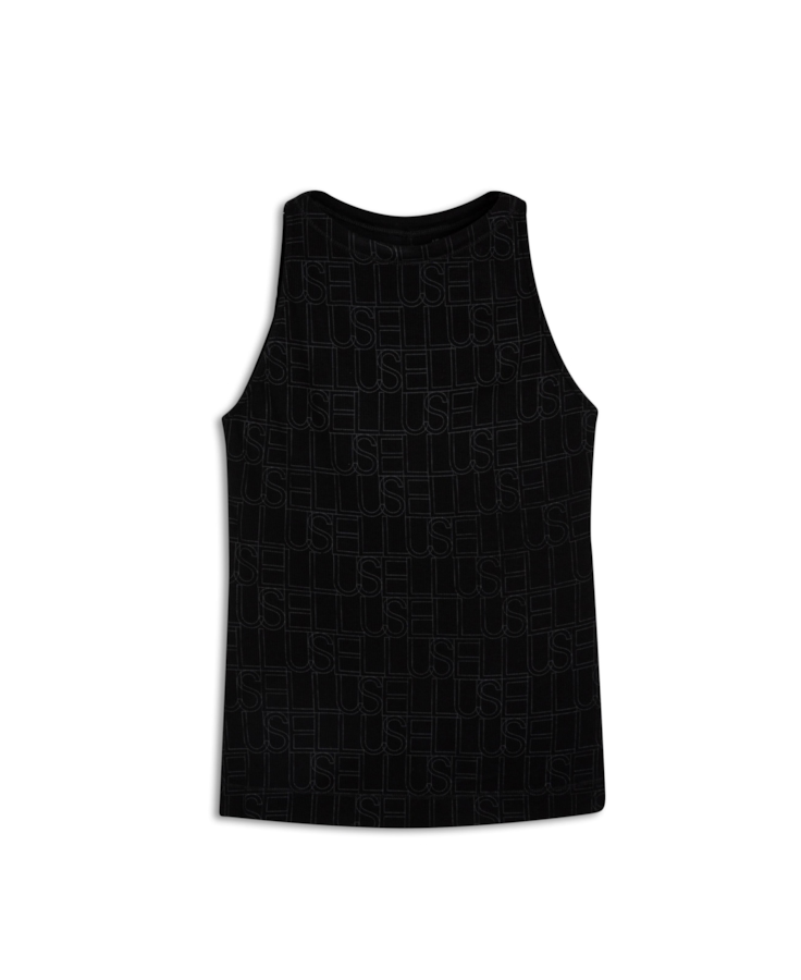 Rib Ellus Monogram All Over Sleeveless Preto