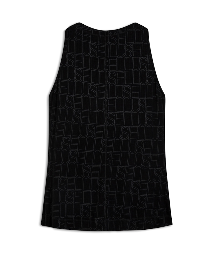 Rib Ellus Monogram All Over Sleeveless Preto
