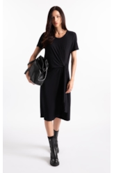 Rib Texturizado Vestido Longo Preto