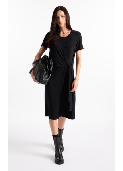 Rib Texturizado Vestido Longo Preto