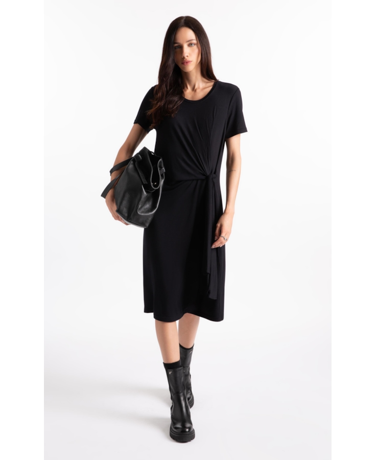 Rib Texturizado Vestido Longo Preto