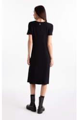 Rib Texturizado Vestido Longo Preto