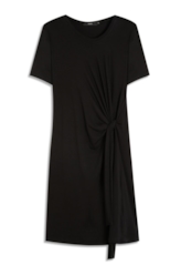 Rib Texturizado Vestido Longo Preto