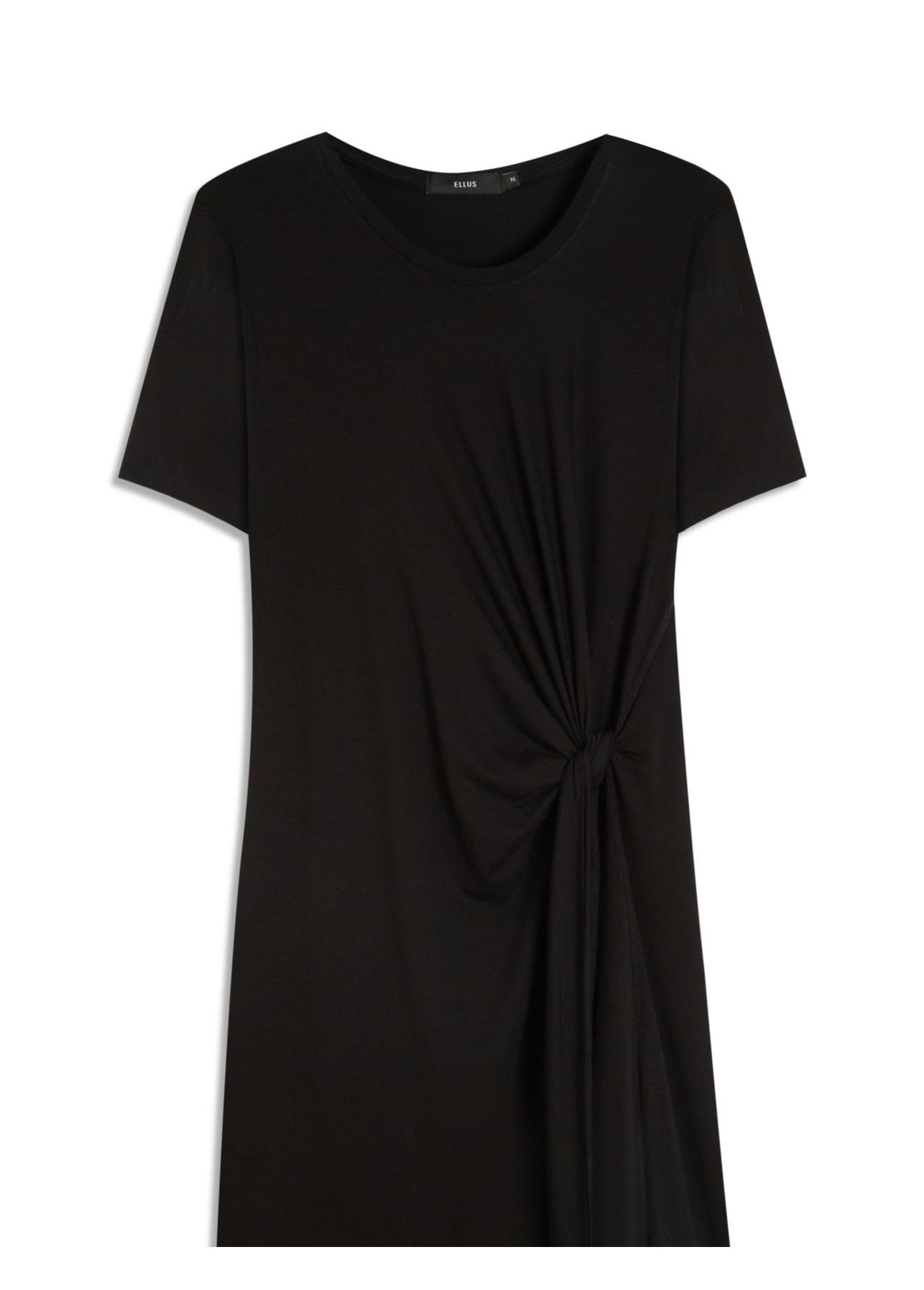 Rib Texturizado Vestido Longo Preto