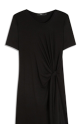 Rib Texturizado Vestido Longo Preto