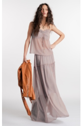 Saia Chiffon Stripes Fluid Azul Claro