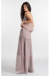 Saia Chiffon Stripes Fluid Azul Claro