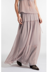 Saia Chiffon Stripes Fluid Azul Claro