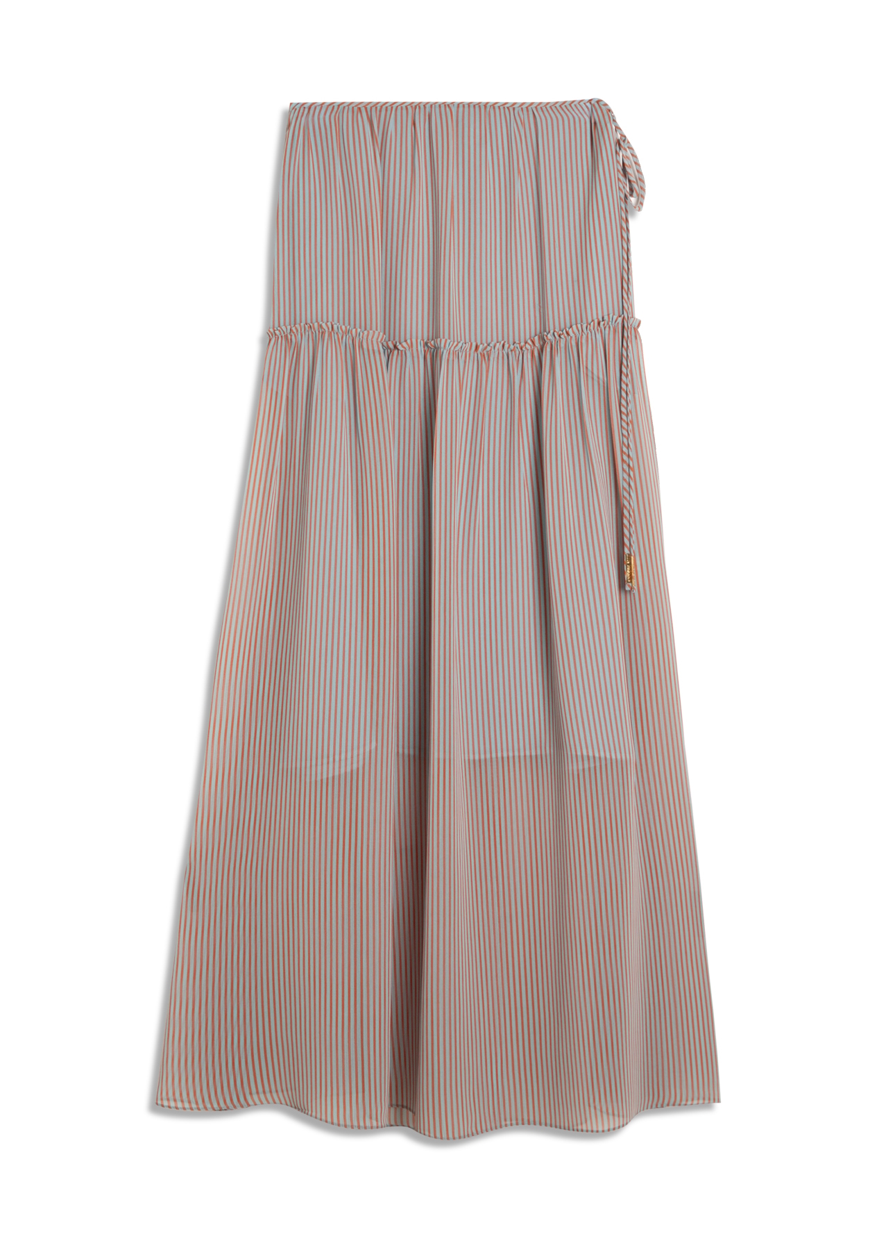 Saia Chiffon Stripes Fluid Azul Claro