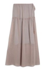 Saia Chiffon Stripes Fluid Azul Claro