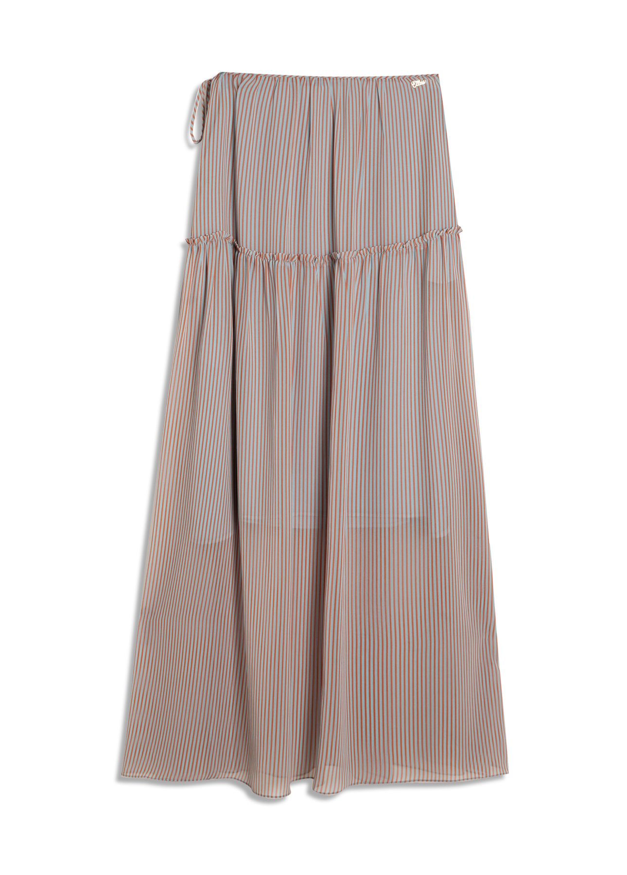 Saia Chiffon Stripes Fluid Azul Claro
