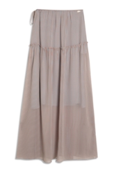 Saia Chiffon Stripes Fluid Azul Claro