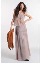 Saia Chiffon Stripes Fluid Azul Claro