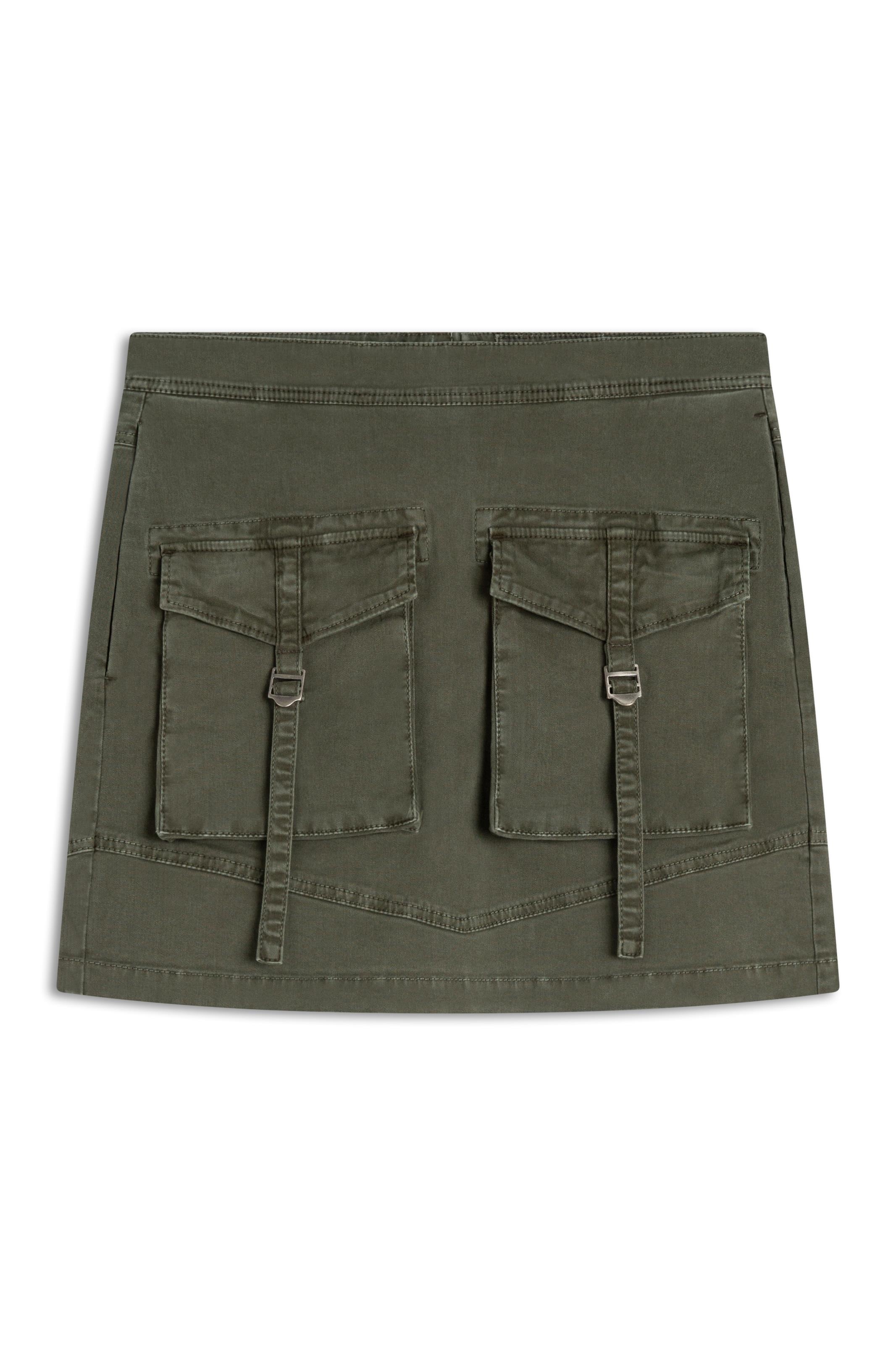 Saia Color Twill Power Zoe Cargo Verde Escuro