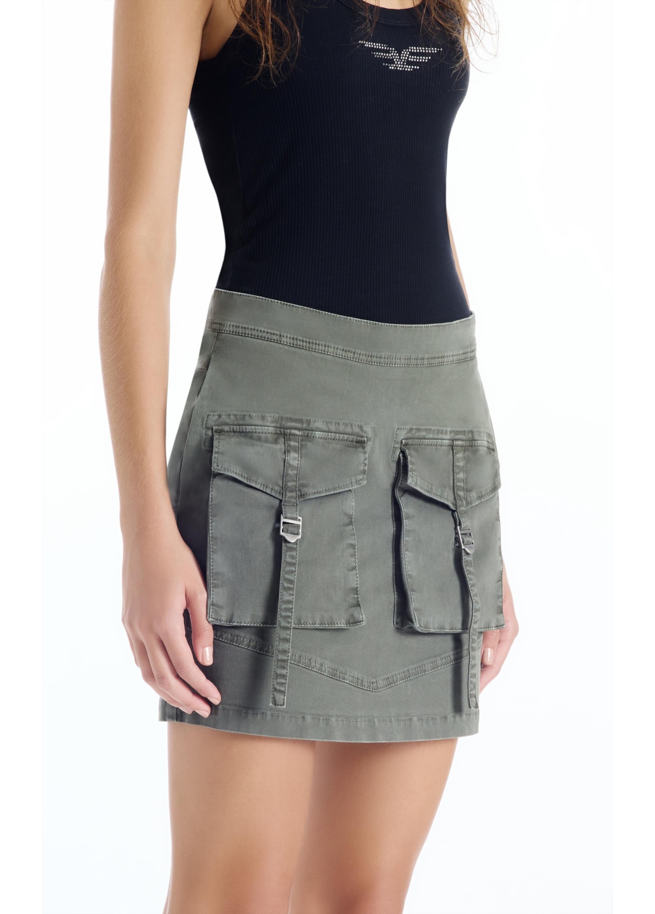 Saia Color Twill Power Zoe Cargo Verde Escuro