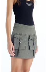 Saia Color Twill Power Zoe Cargo Verde Escuro