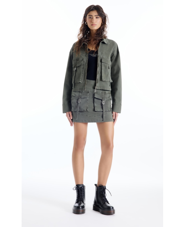 Saia Color Twill Power Zoe Cargo Verde Escuro