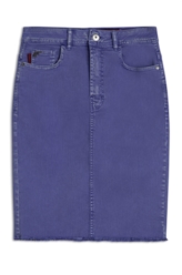 Saia Denim Color Stretch Midi Azul Bic