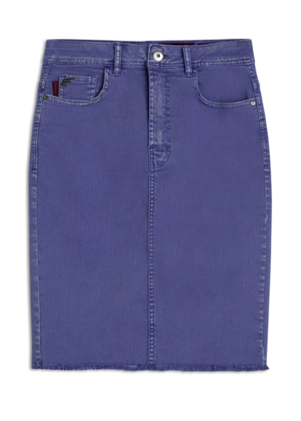 Saia Denim Color Stretch Midi Azul Bic