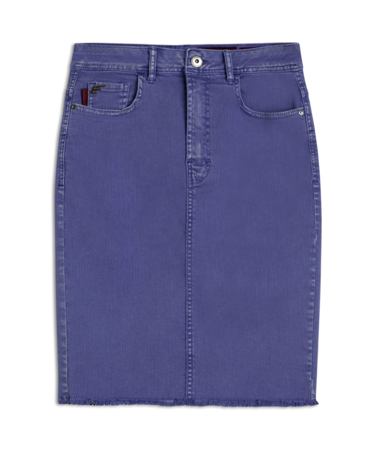 Saia Denim Color Stretch Midi Azul Bic