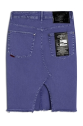 Saia Denim Color Stretch Midi Azul Bic