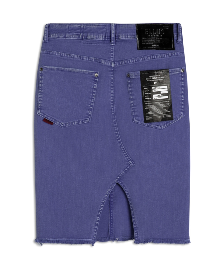 Saia Denim Color Stretch Midi Azul Bic