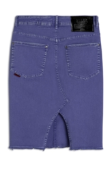 Saia Denim Color Stretch Midi Azul Bic