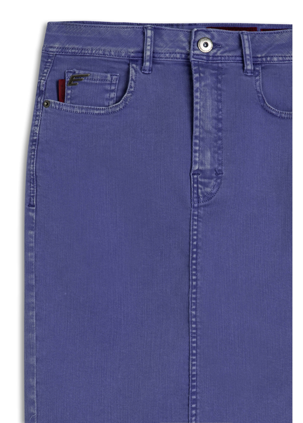 Saia Denim Color Stretch Midi Azul Bic