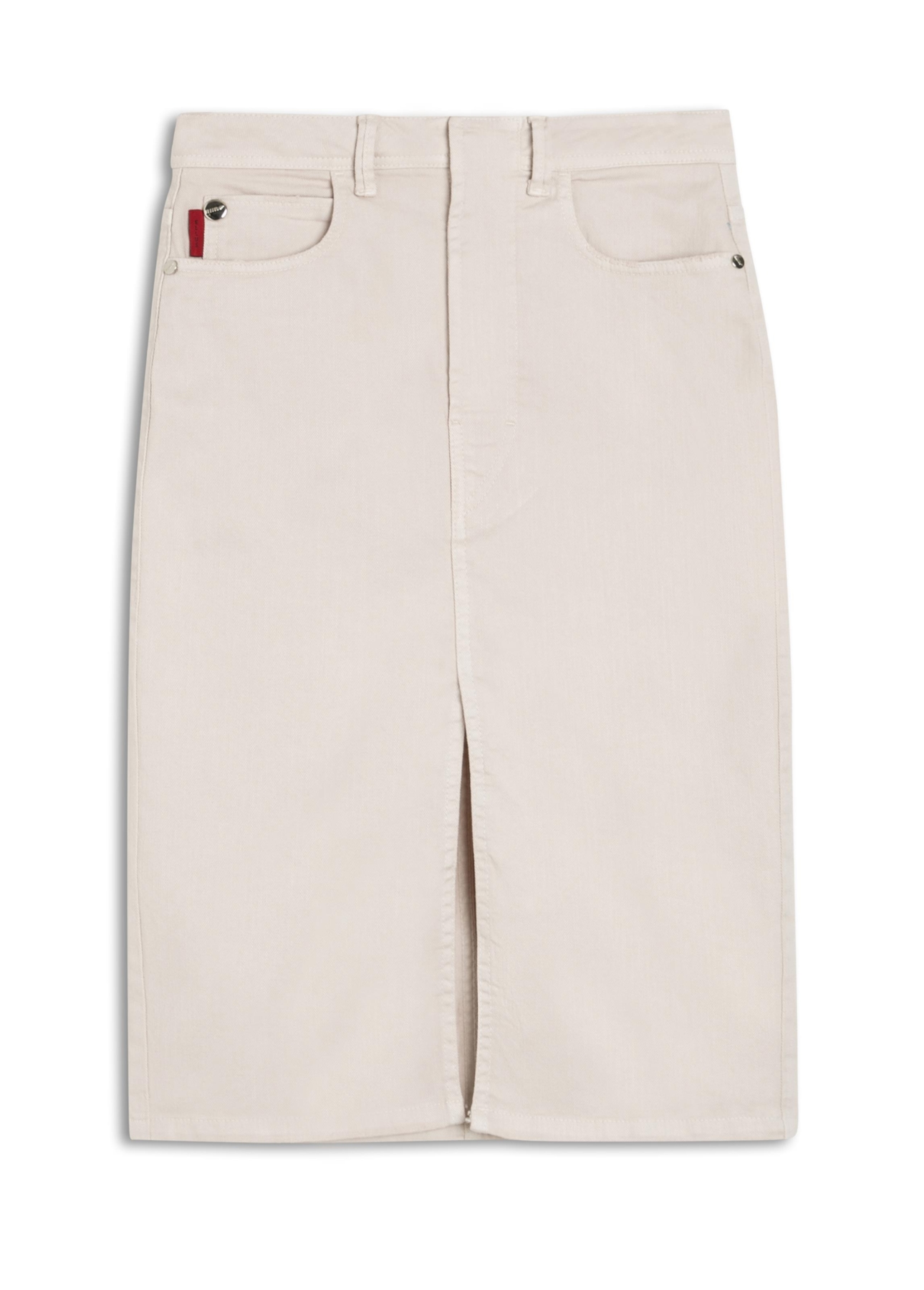 Saia Denim Color Stretch (Midi) Et Metal Areia