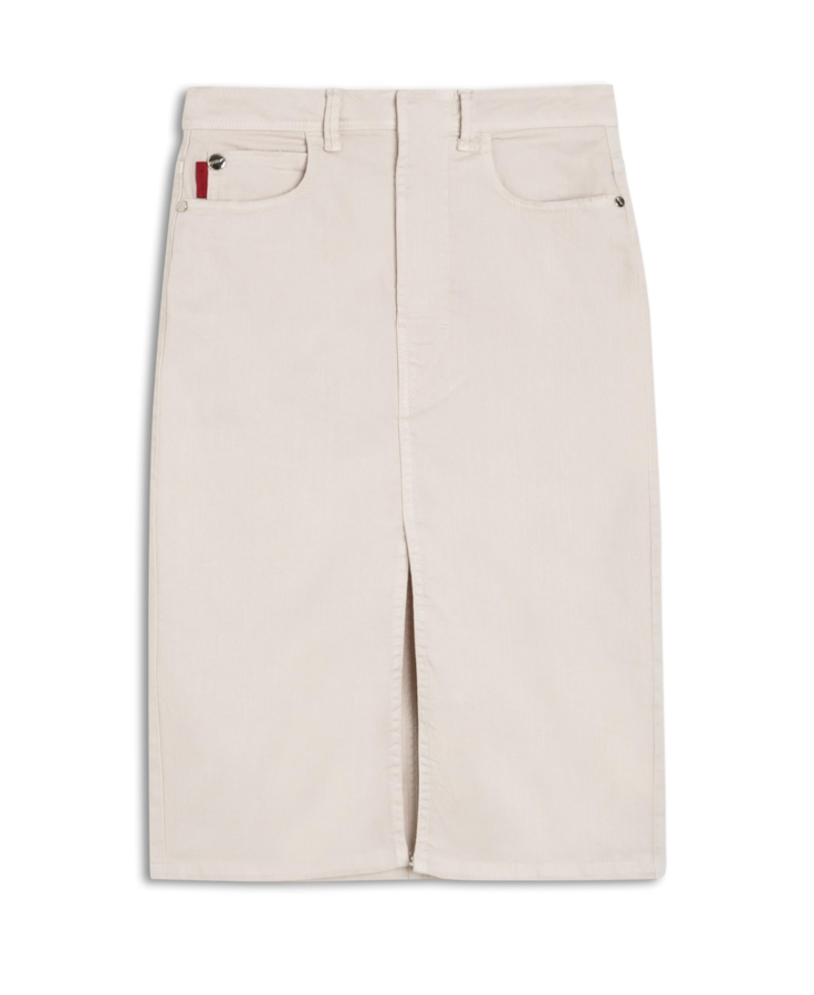 Saia Denim Color Stretch (Midi) Et Metal Areia