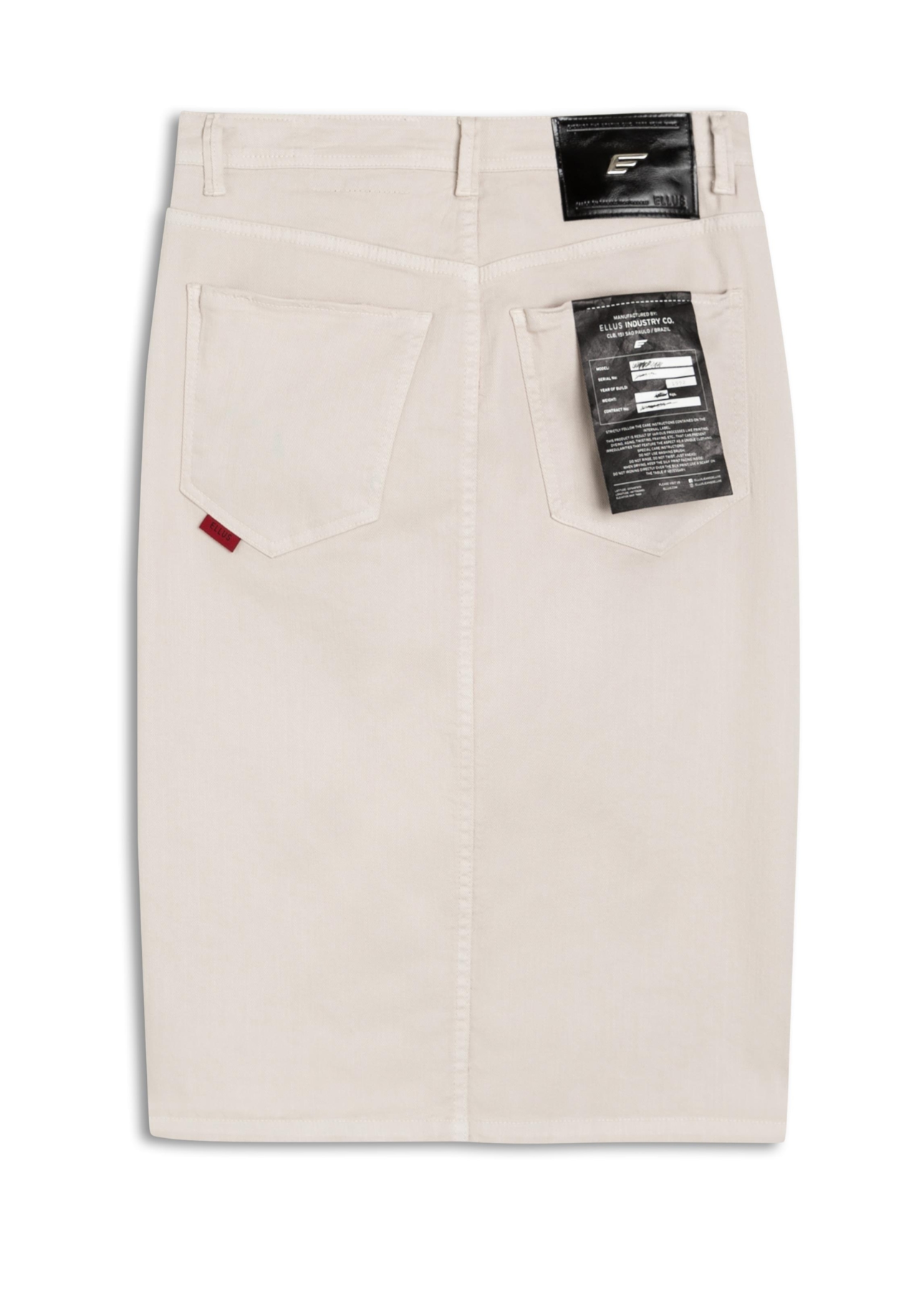 Saia Denim Color Stretch (Midi) Et Metal Areia