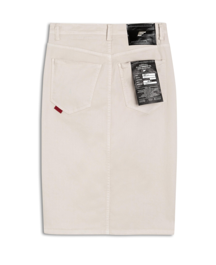 Saia Denim Color Stretch (Midi) Et Metal Areia