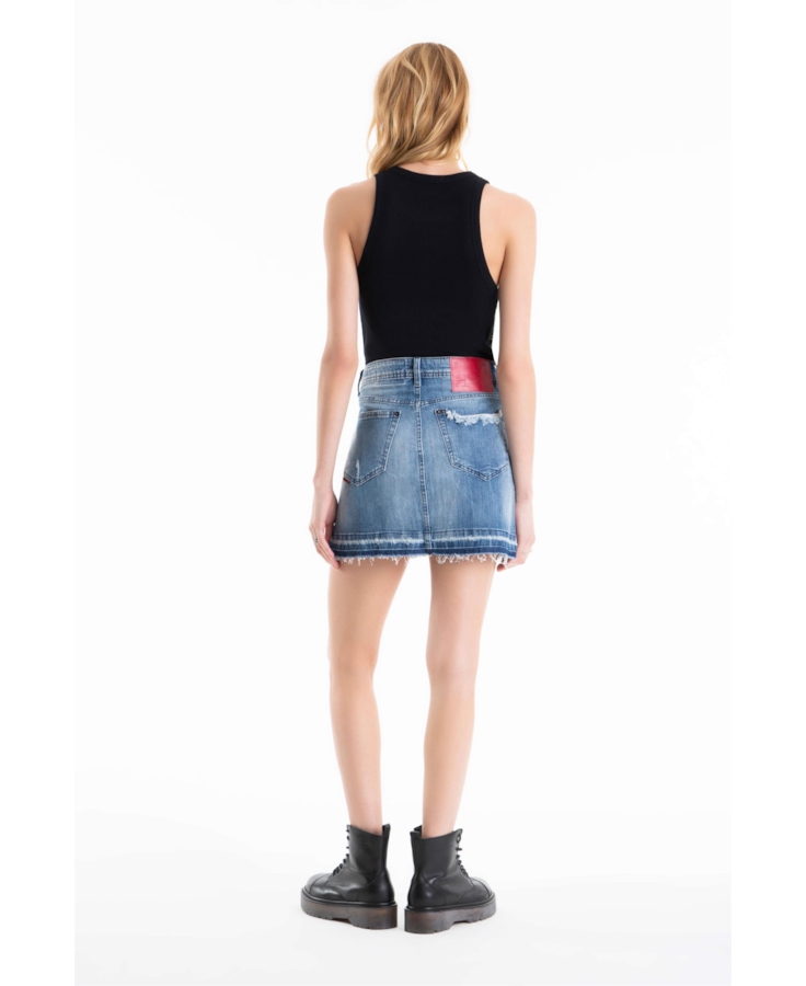 Saia Denim Dark Sea Zoe Lav.Claro C/ Tie Dye+rebo