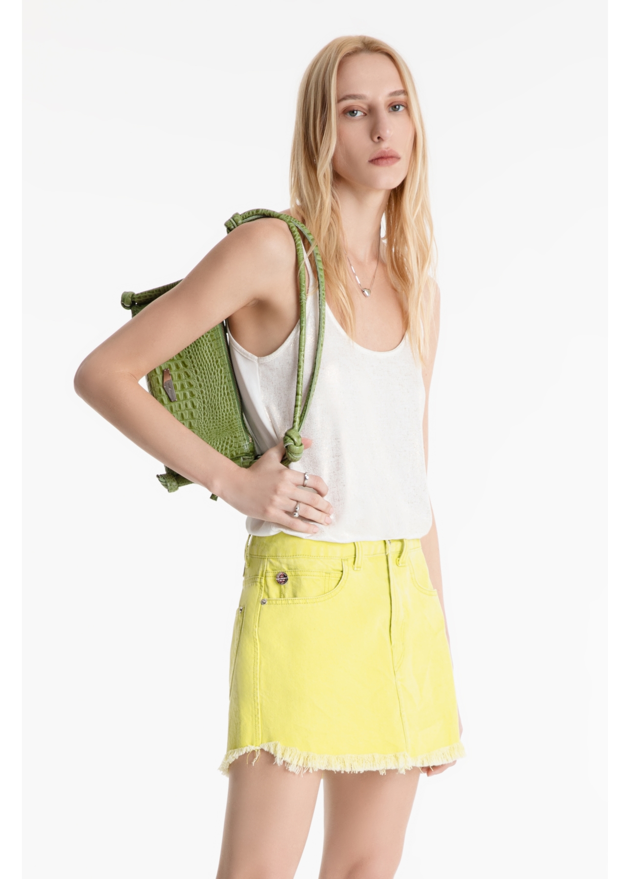 Saia Destroyed Color Verde Fluor