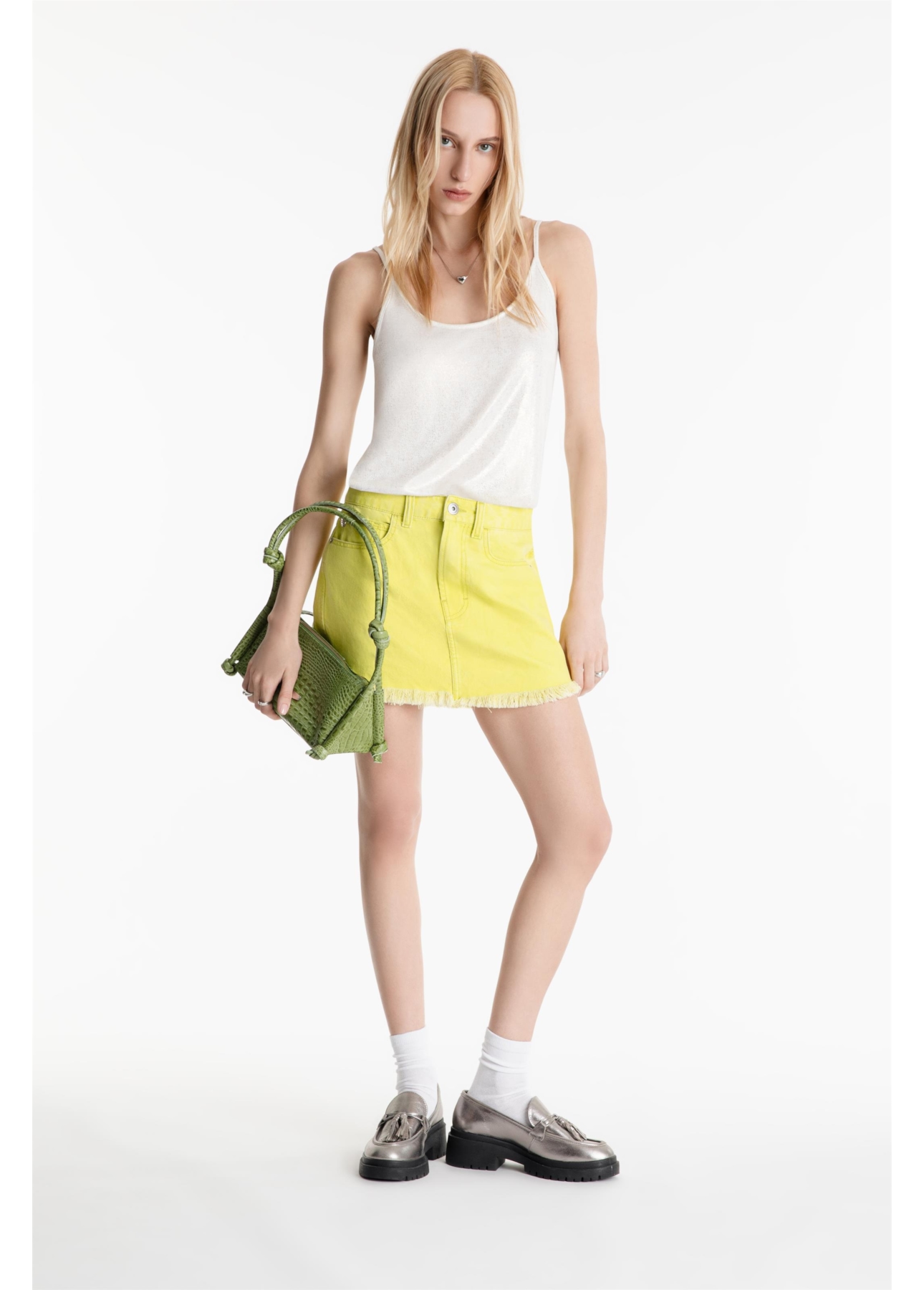 Saia Destroyed Color Verde Fluor