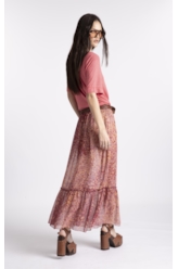 Saia Floral Midi Cobre