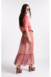 Saia Floral Midi Cobre